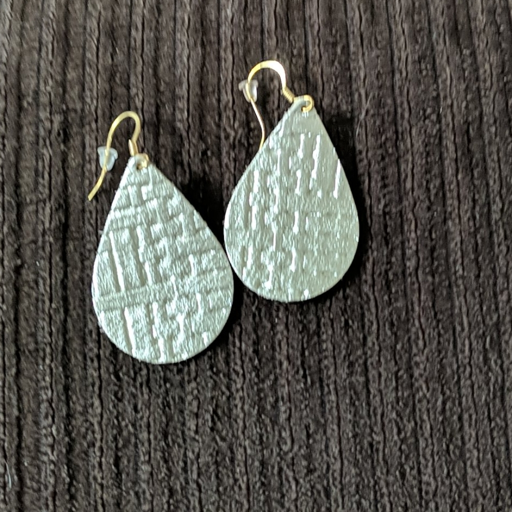 Gold Leather teardrop earrings